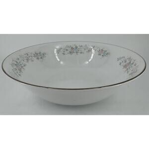 Bowl Carlton Corsage 481 Silver Rim White 9.5" Floral Pattern Fine China